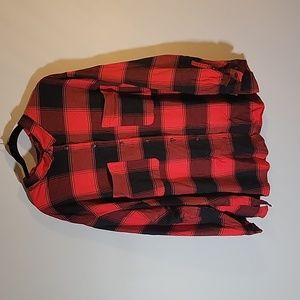 Ava & Viv Red Plain Button Down Plus Size Flannel 3X EUC
